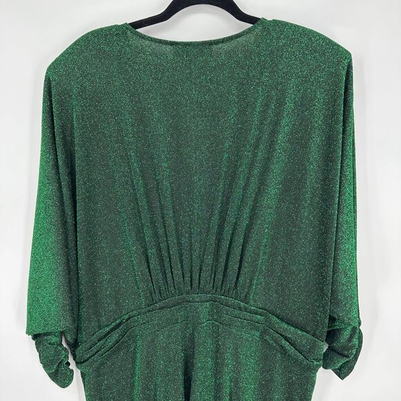 Eloquii Lurex Shimmer Dress 22 Tulip Hem Asymmetrical Cocktail Party Green - Picture 9 of 15
